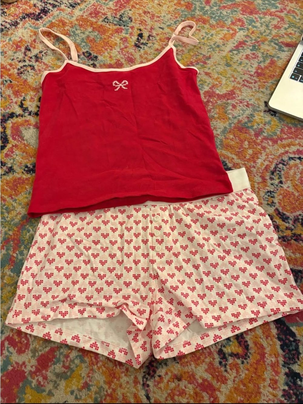 Women’s Red & Cream Bow-Accent Sleep Set